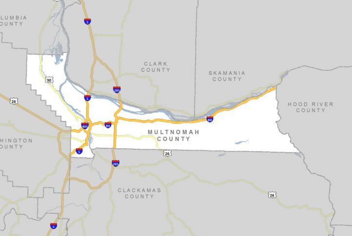 Multnomah काउंटी ओरेगन नक्शा