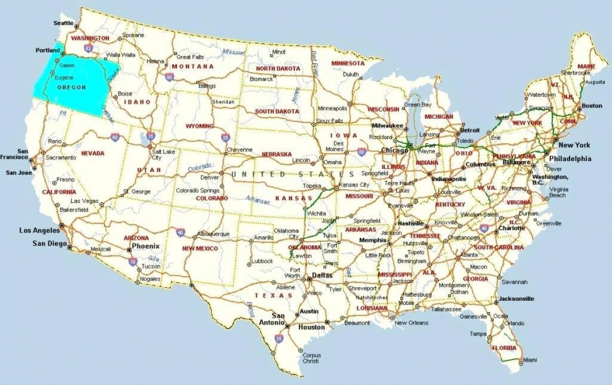 नक्शा पोर्टलैंड के ओरेगन संयुक्त राज्य अमेरिका