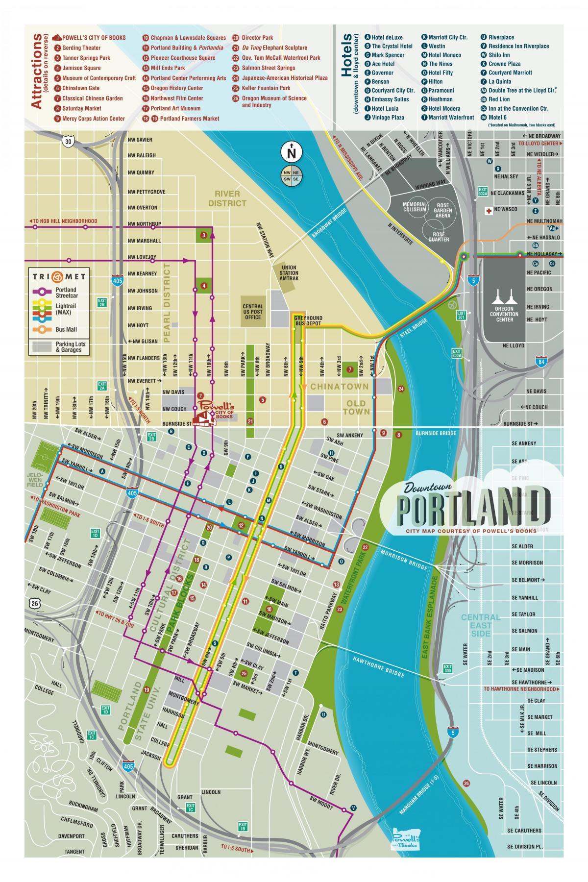 पोर्टलैंड दर्शनीय स्थलों की यात्रा के नक्शे