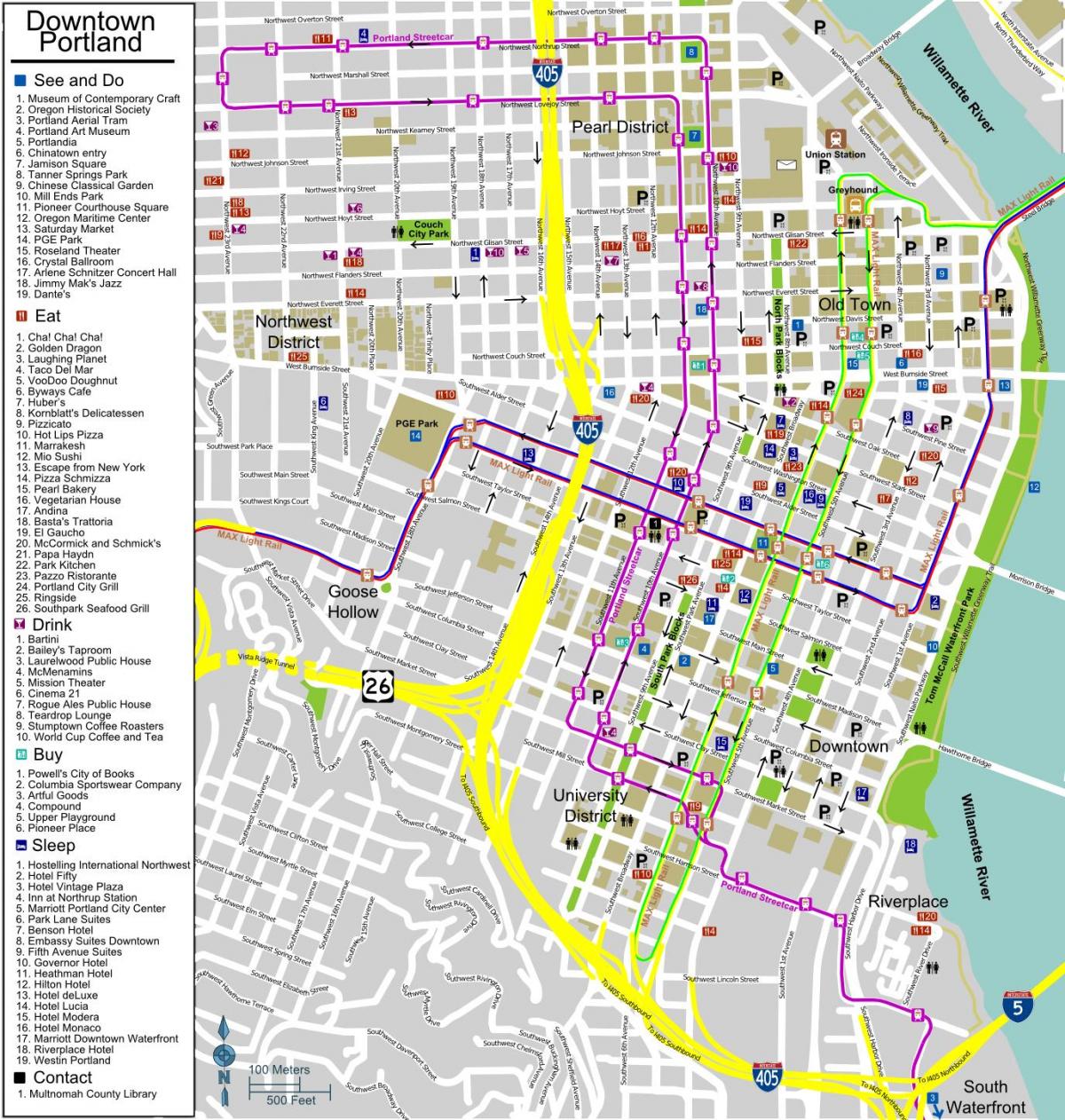 पोर्टलैंड शहर के नक्शे