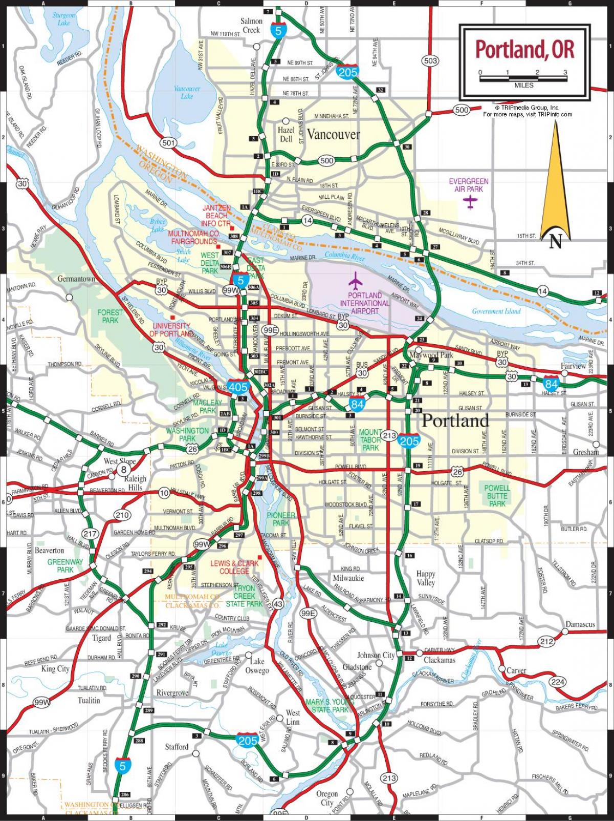 पोर्टलैंड Oregon मेट्रो का नक्शा