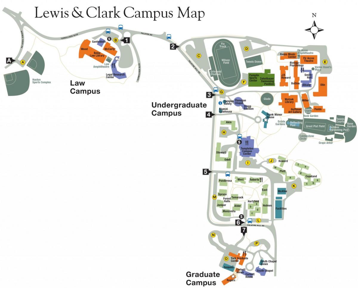 नक्शे के लुईस और क्लार्क कॉलेज