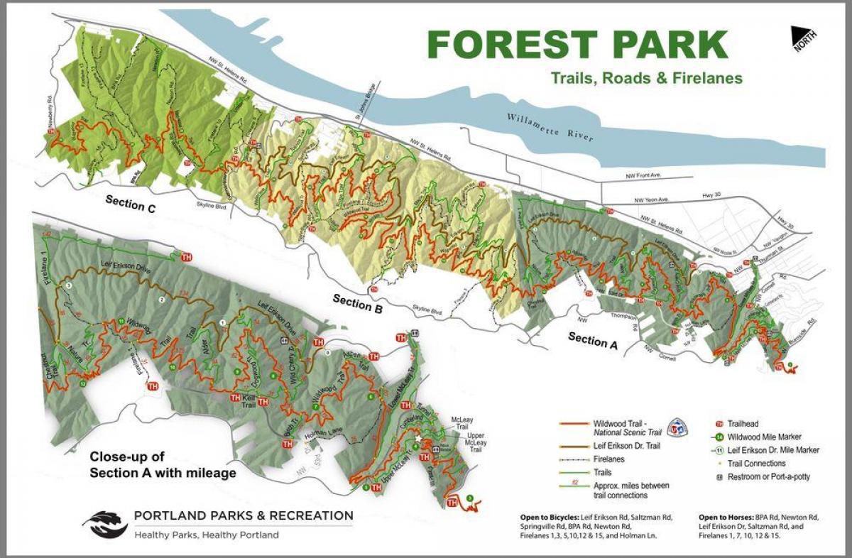 वन पार्क नक्शा पोर्टलैंड