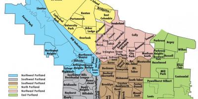 पोर्टलैंड Oregon पड़ोस का नक्शा