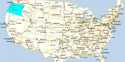 पोर्टलैंड Oregon पर संयुक्त राज्य अमेरिका का नक्शा